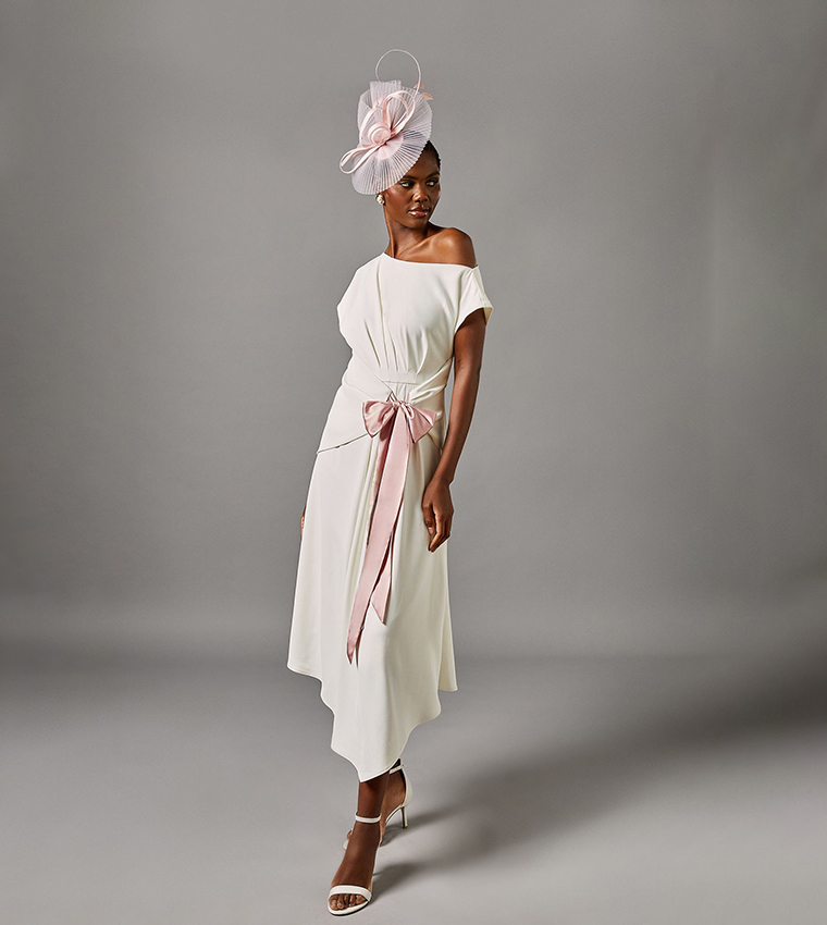 Asymmetric Wrap Midi Dress