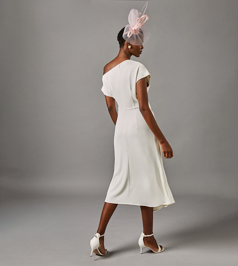 Asymmetric Wrap Midi Dress