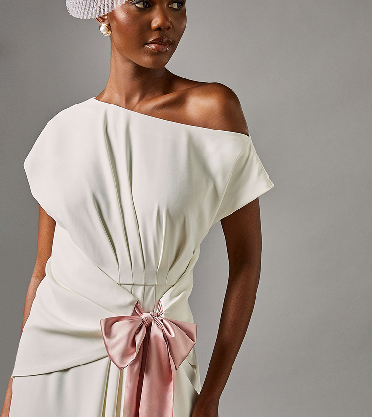 Asymmetric Wrap Midi Dress