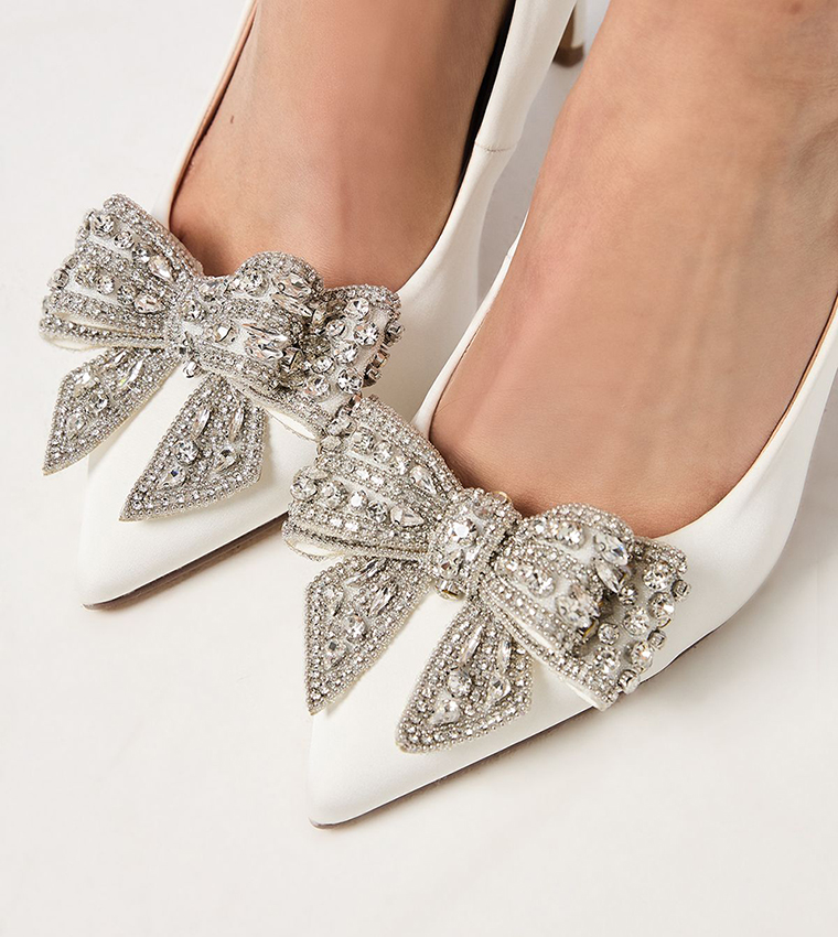 Bridal Tina Satin Embellished Heel Pumps