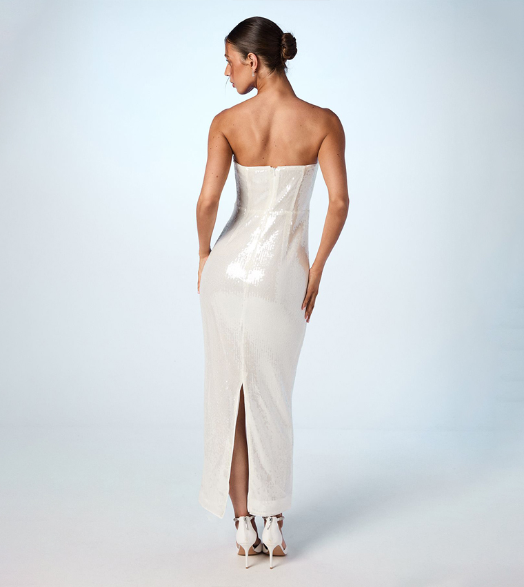 Strapless Sequin Column Bridal Dress
