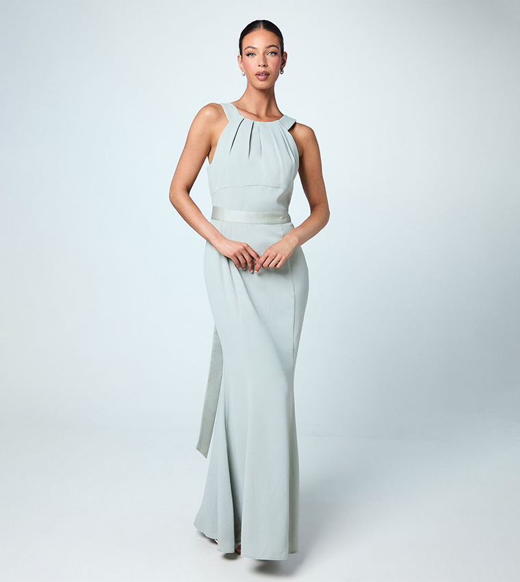 Satin Halterneck Bridesmaid Maxi Dress