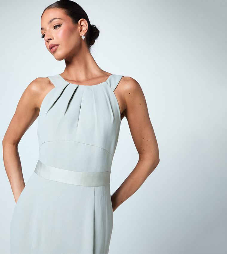 Satin Halterneck Bridesmaid Maxi Dress