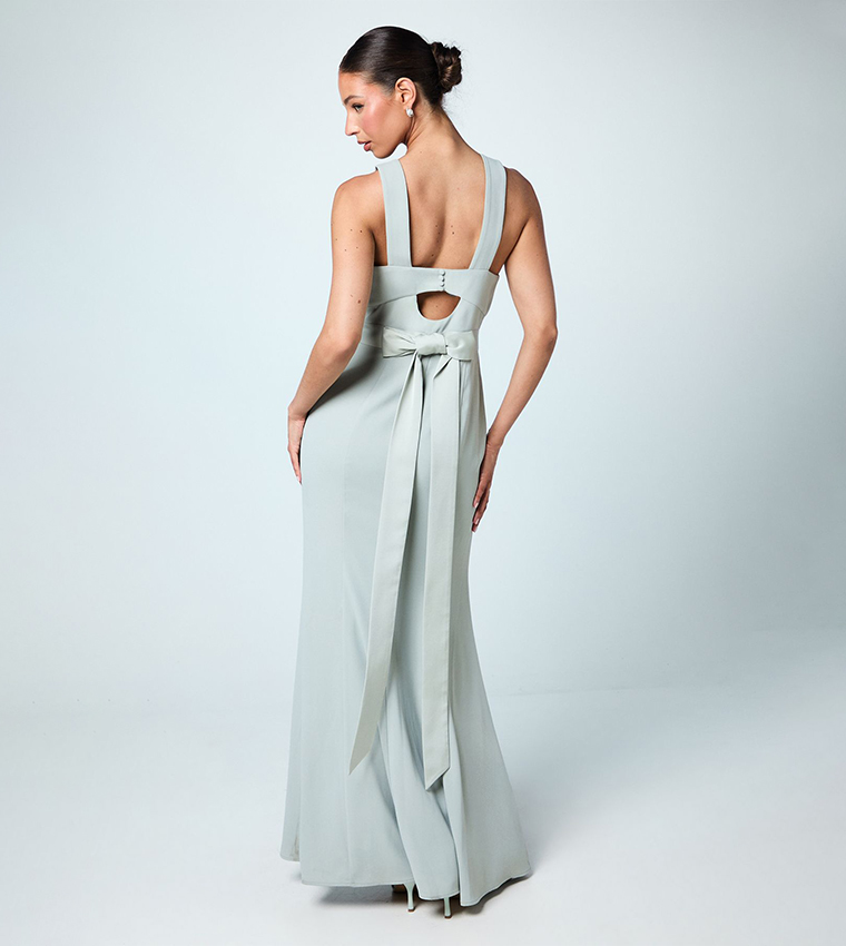 Satin Halterneck Bridesmaid Maxi Dress