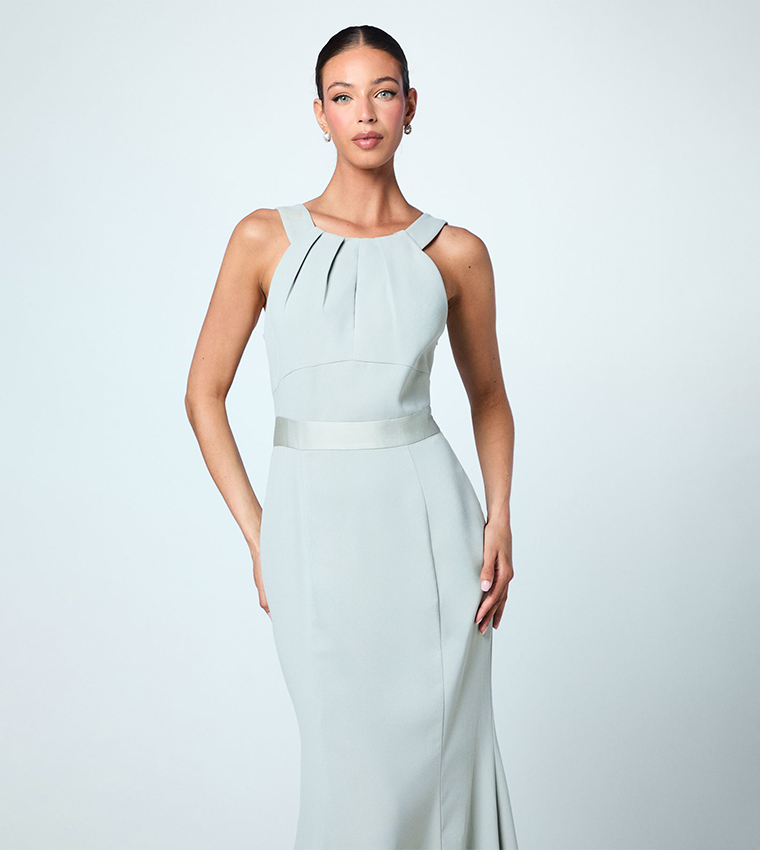 Satin Halterneck Bridesmaid Maxi Dress
