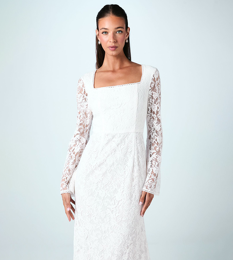 Lace Flare Sleeves Maxi Wedding Dress
