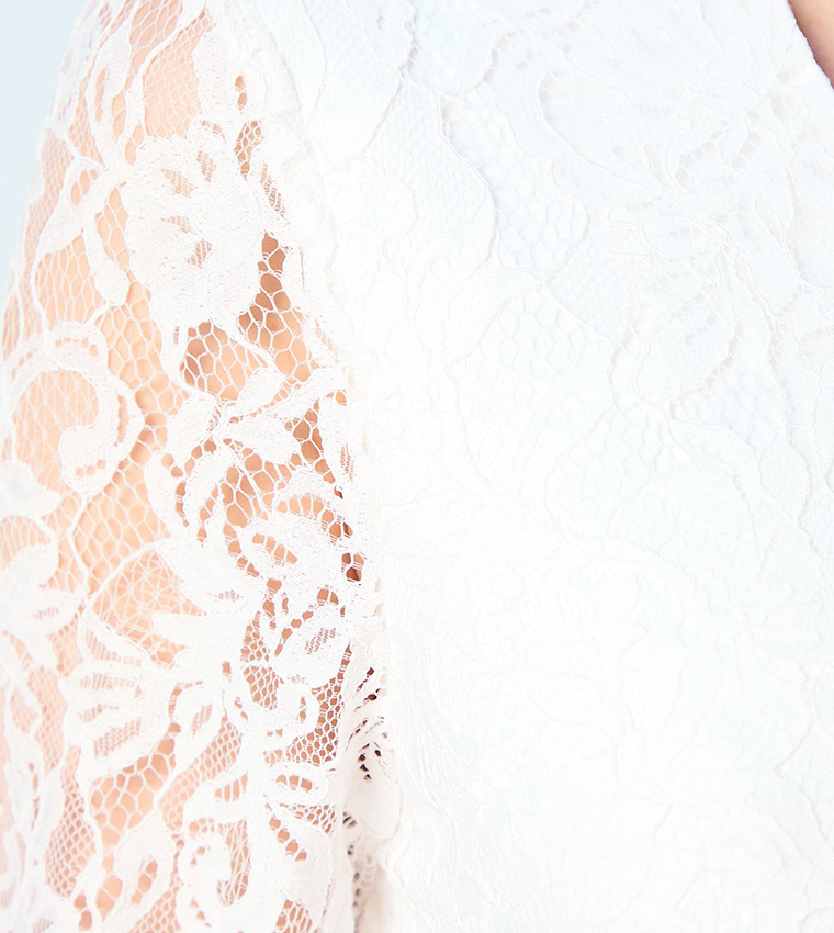 Lace V-Neck Wedding Dress with Open Back