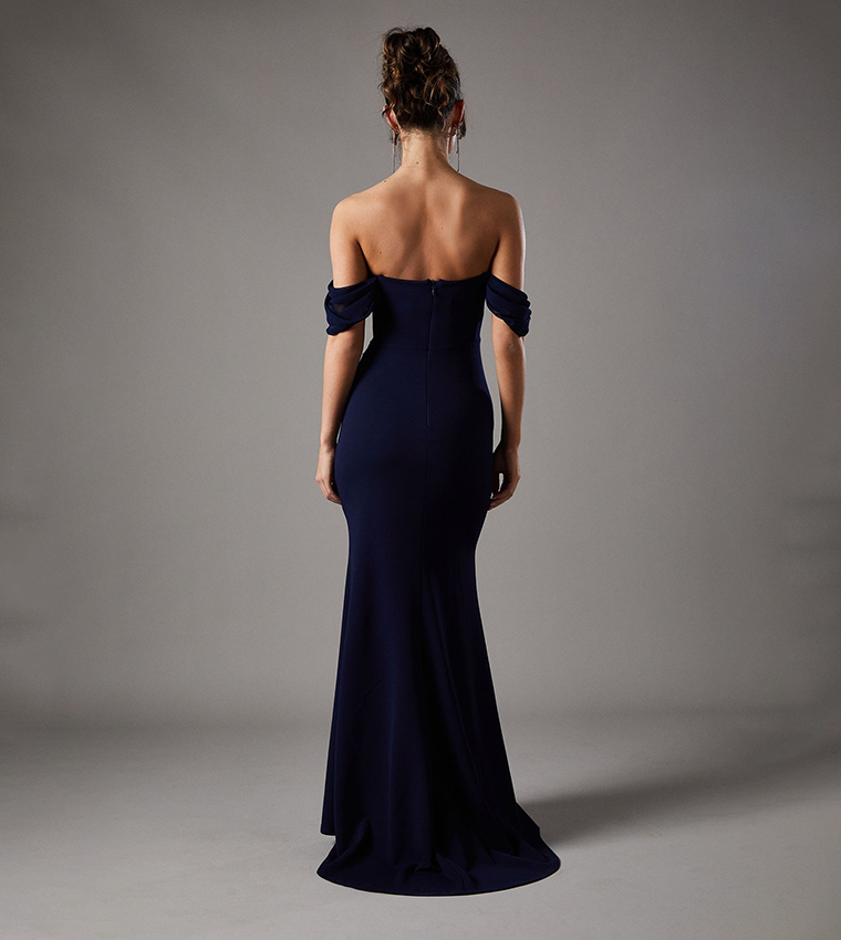 Diamante Trim Off Shoulder Maxi Dress