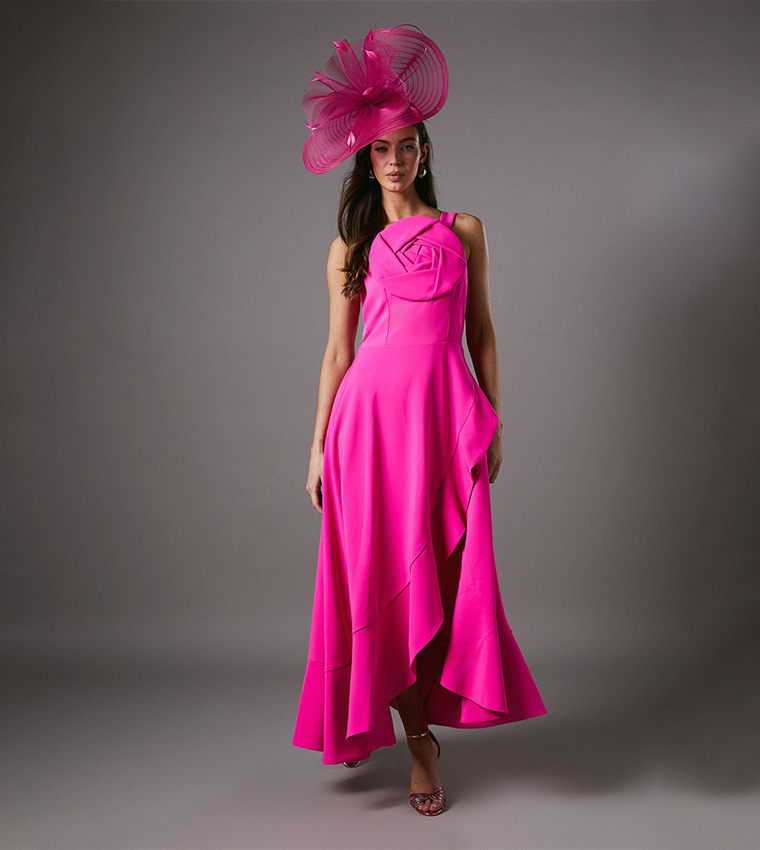 Strappy Crepe Midaxi Dress With Corsage