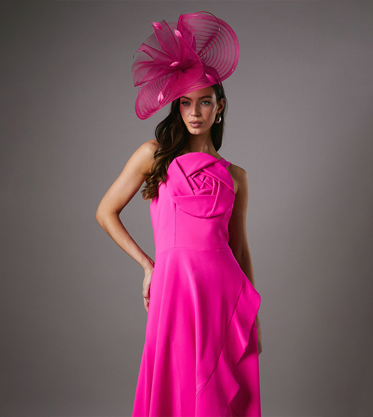 Strappy Crepe Midaxi Dress With Corsage