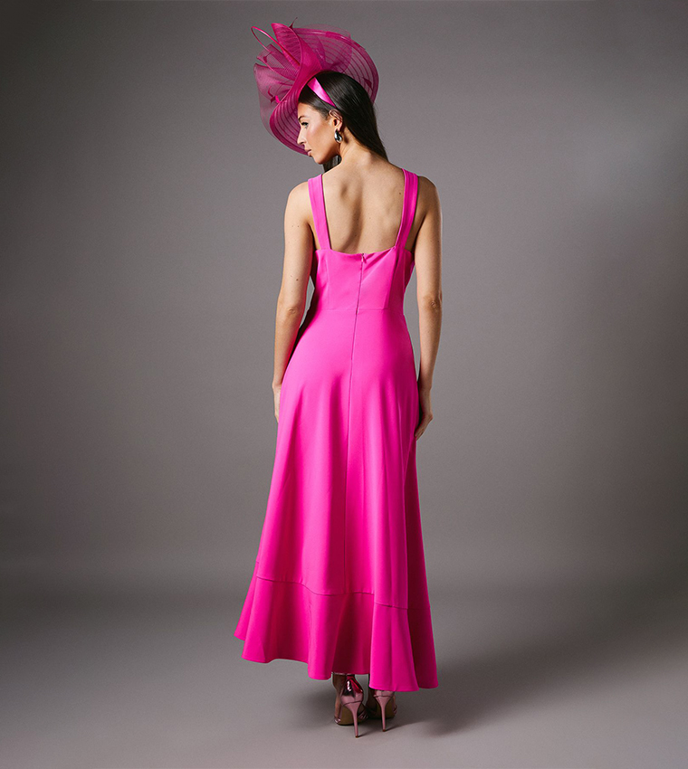 Strappy Crepe Midaxi Dress With Corsage