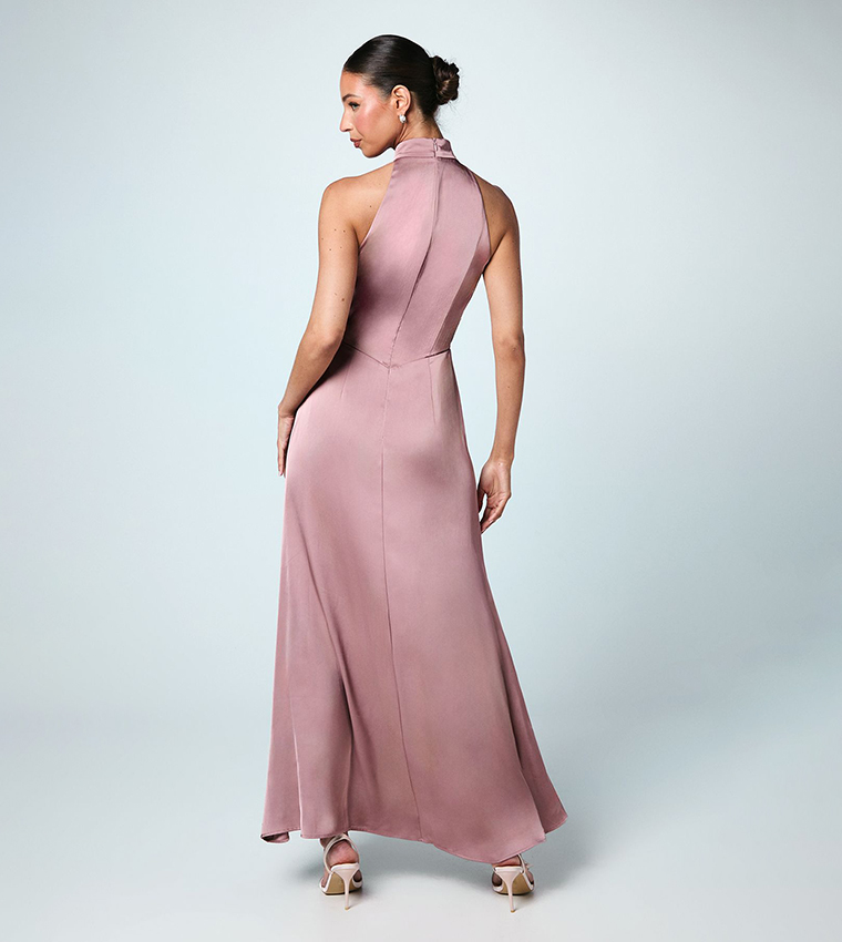bridesmaid dresses mink Sky Blue Sweetheart Cutout Satin Mermaid Long Formal Dress with Slit
