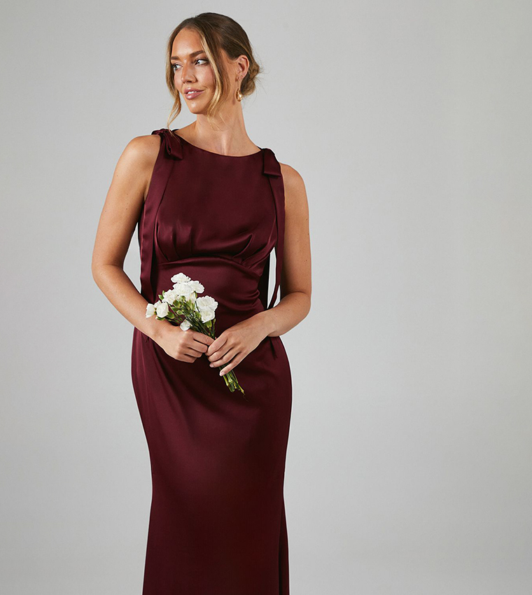 Coast Honoured Petite Sleeveless Satin Maxi Bridesmaid Dress