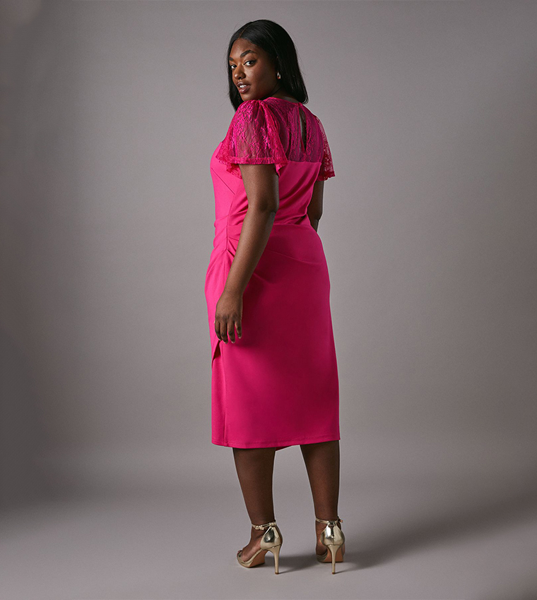 Buy Coast Curve Short Sleeves Jersey Midi Dress With Lace Panel In