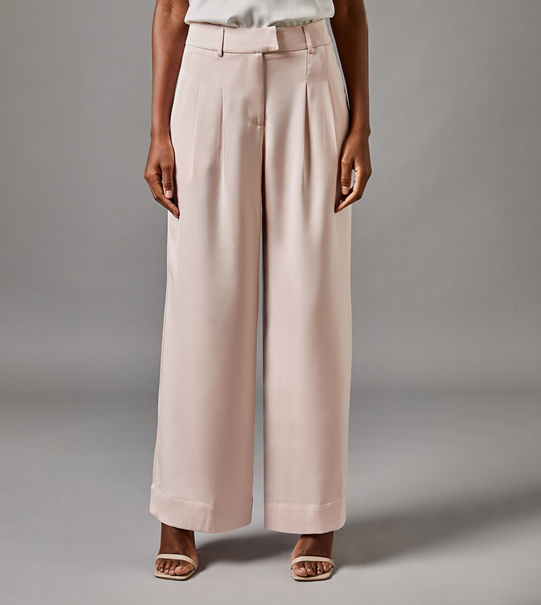 Solid Satin Wide Leg Trouser