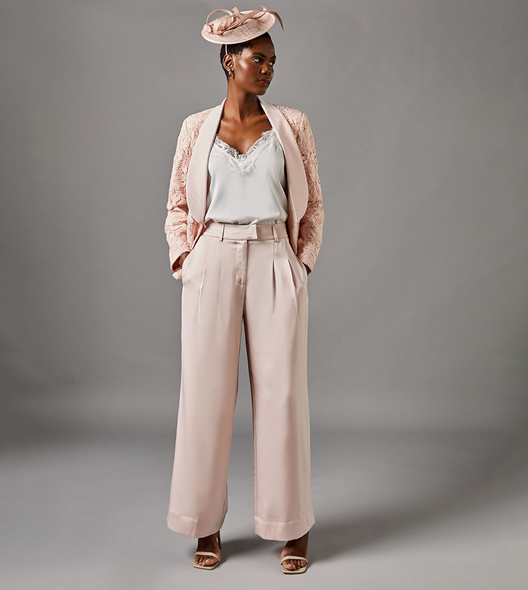 Solid Satin Wide Leg Trouser