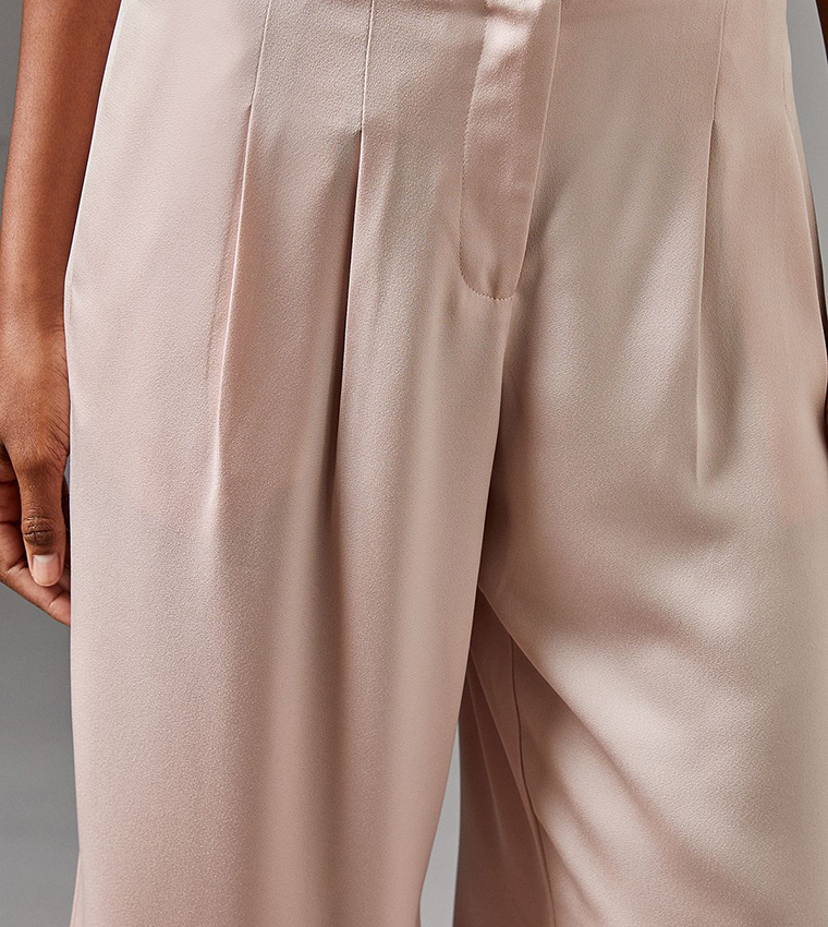 Solid Satin Wide Leg Trouser