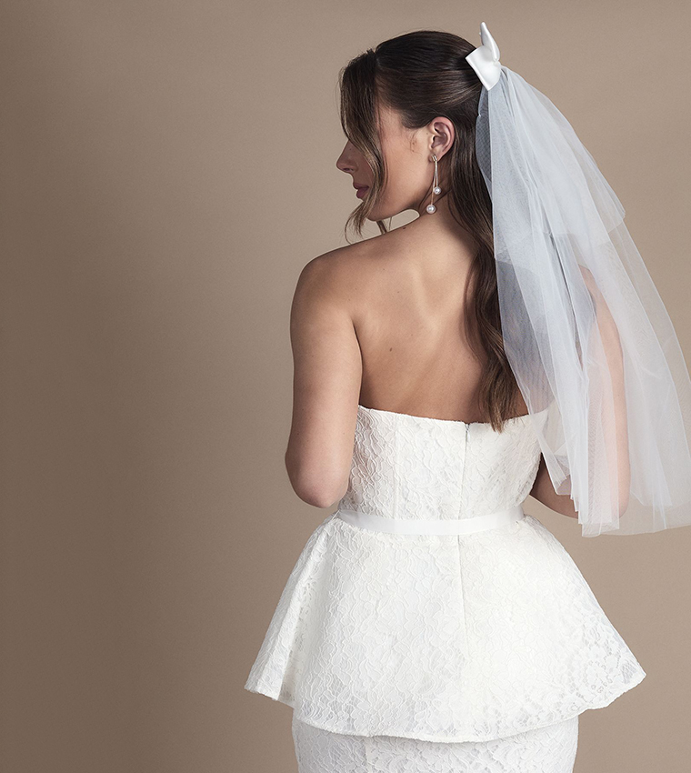 Strapless Lace Peplum Maxi Bridal Top