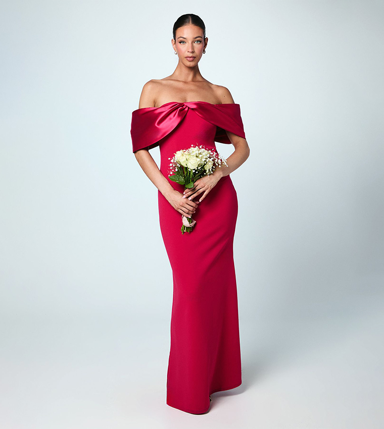 Satin Scuba Bridesmaids Maxi Dress