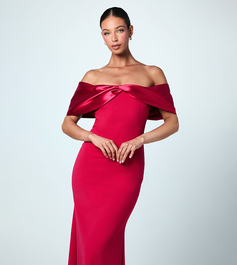 Satin Scuba Bridesmaids Maxi Dress