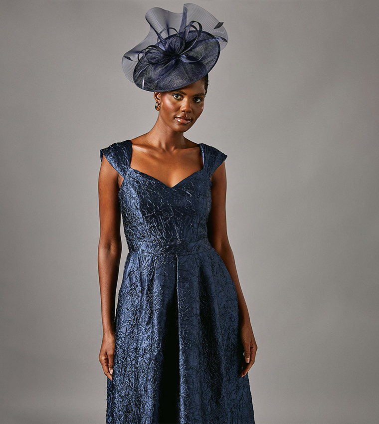 Jacquard Sweetheart Neck Midi Party Dress