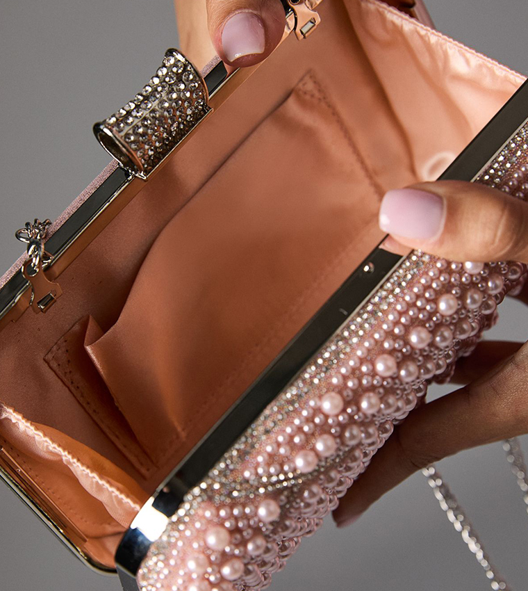 Pearl Detail Clutch Bag