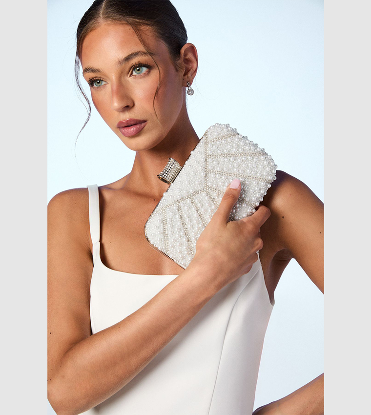 Pearl Detail Clutch Bag