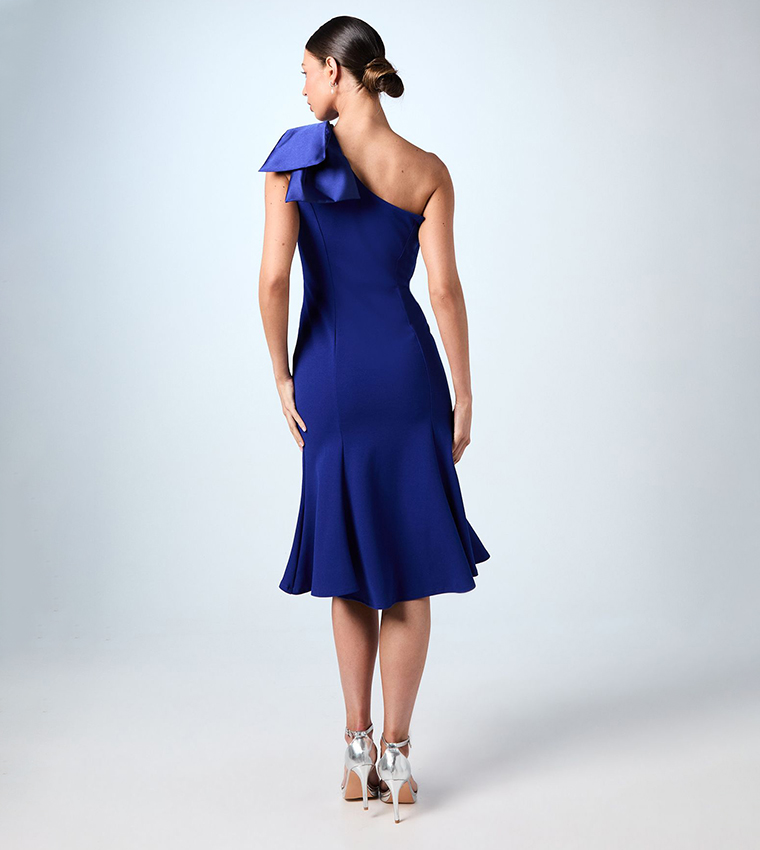 Bow One Shoulder Midi Dress