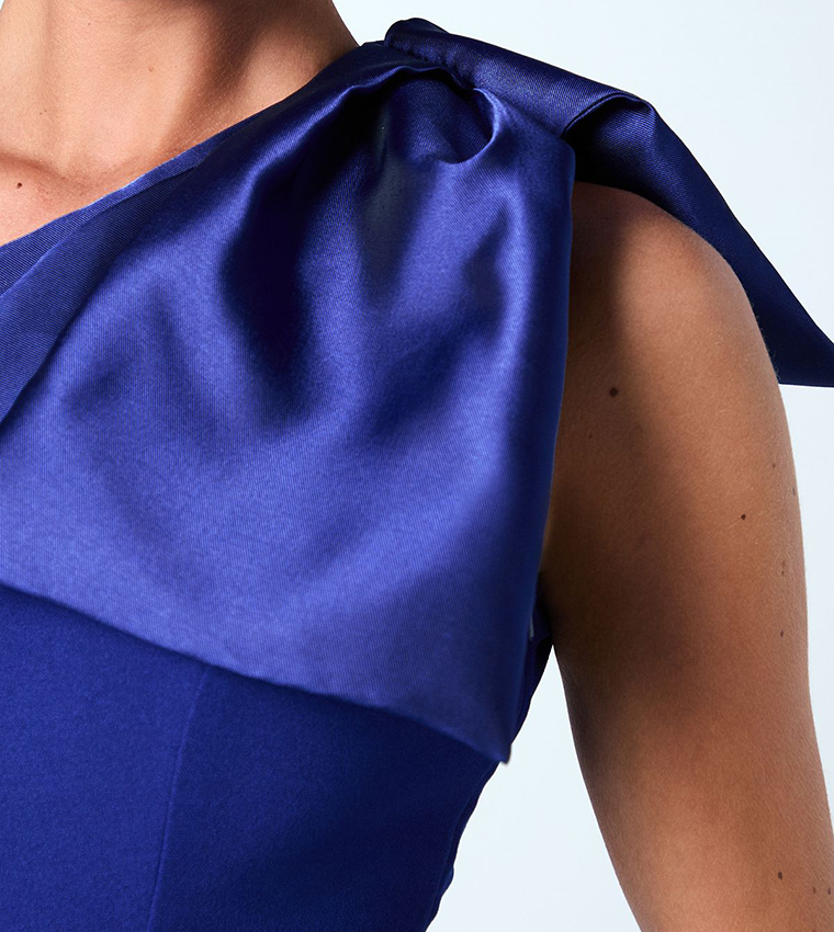 Bow One Shoulder Midi Dress