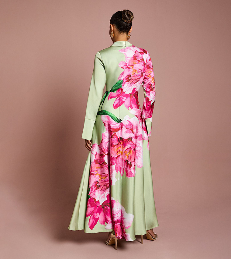 Petite Placement Print Wrap Front Maxi Dress