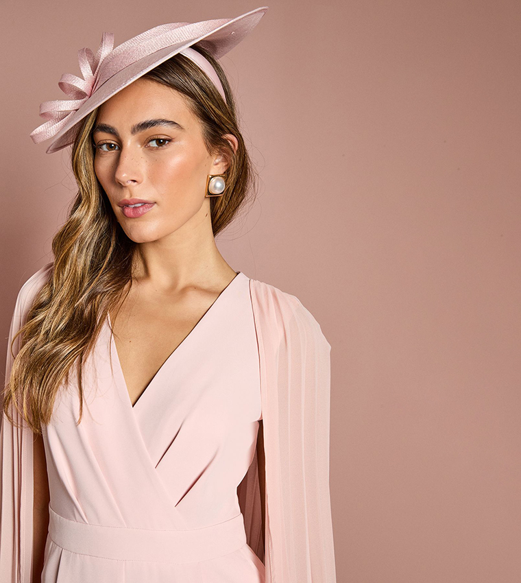 Buy Coast V Neck Pleated Long Sleeves Jumpsuit In Pink 6thStreet UAE