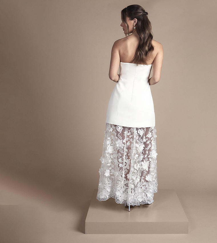 Structured Strapless Mini Wedding Dress