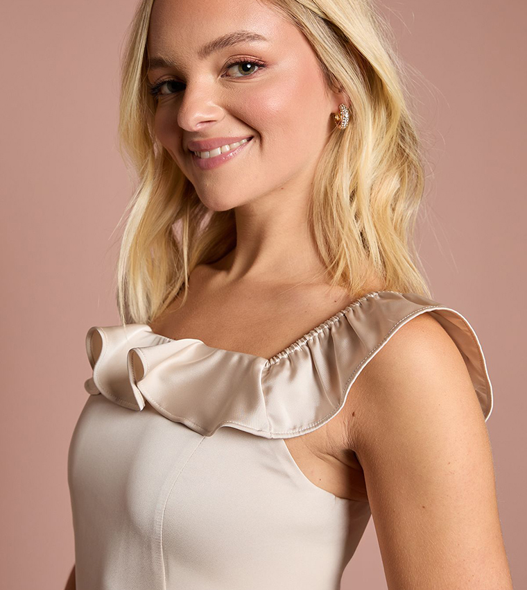 Teen Coast Ruffle Strap Satin Bridesmaid Dress