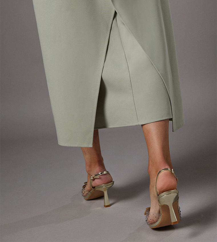 Queenie Diamante Butterfly Pointed Toe Slingback Pumps