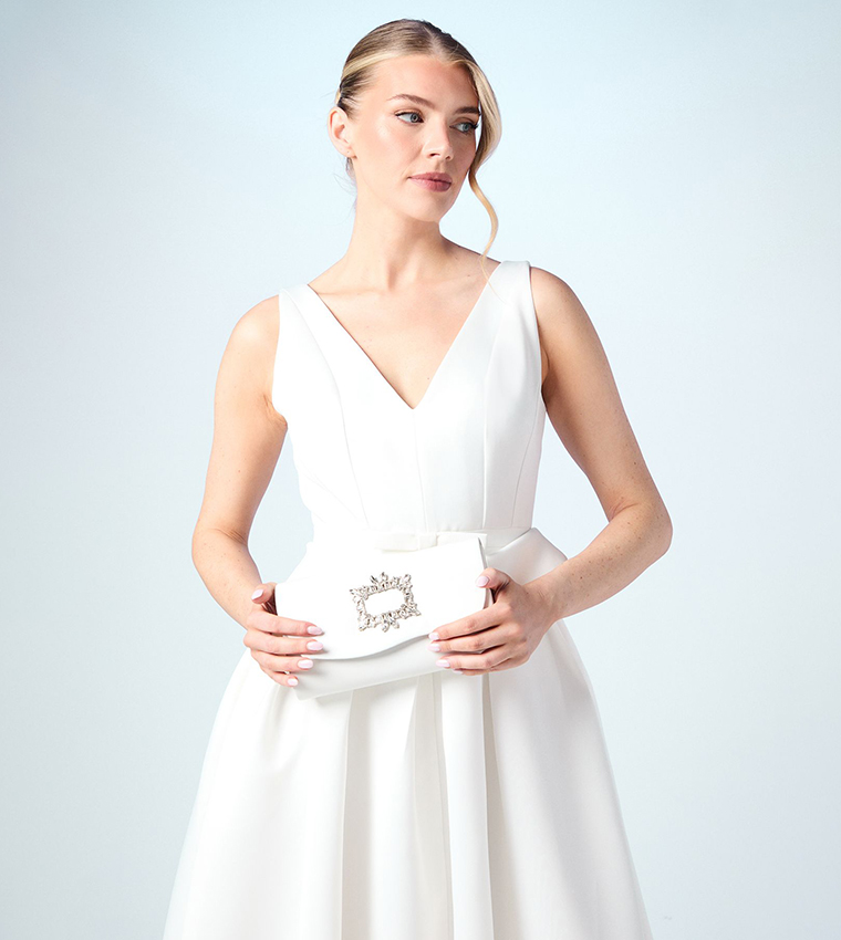 Bridal Aubera Brooch Detail Clutch Bag