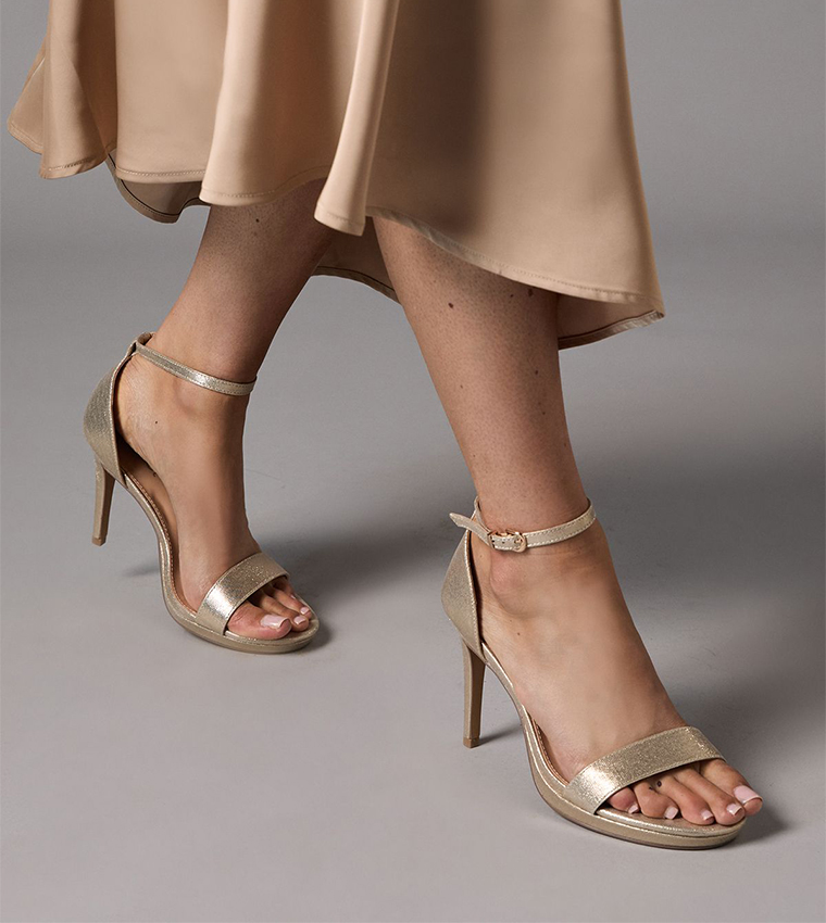 Talia Metallic Textile Heel Sandals
