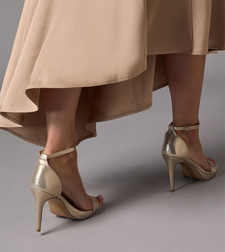 Talia Metallic Textile Heel Sandals