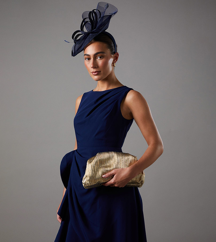 Oak Metallic Ruched Clutch Bag