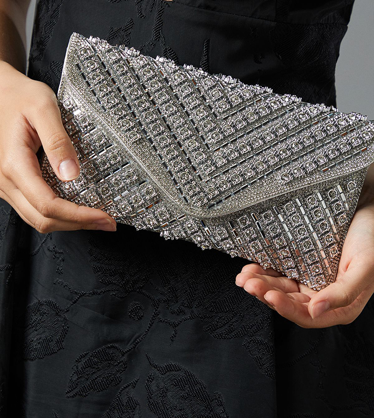Willow Diamante Envelope Clutch Bag