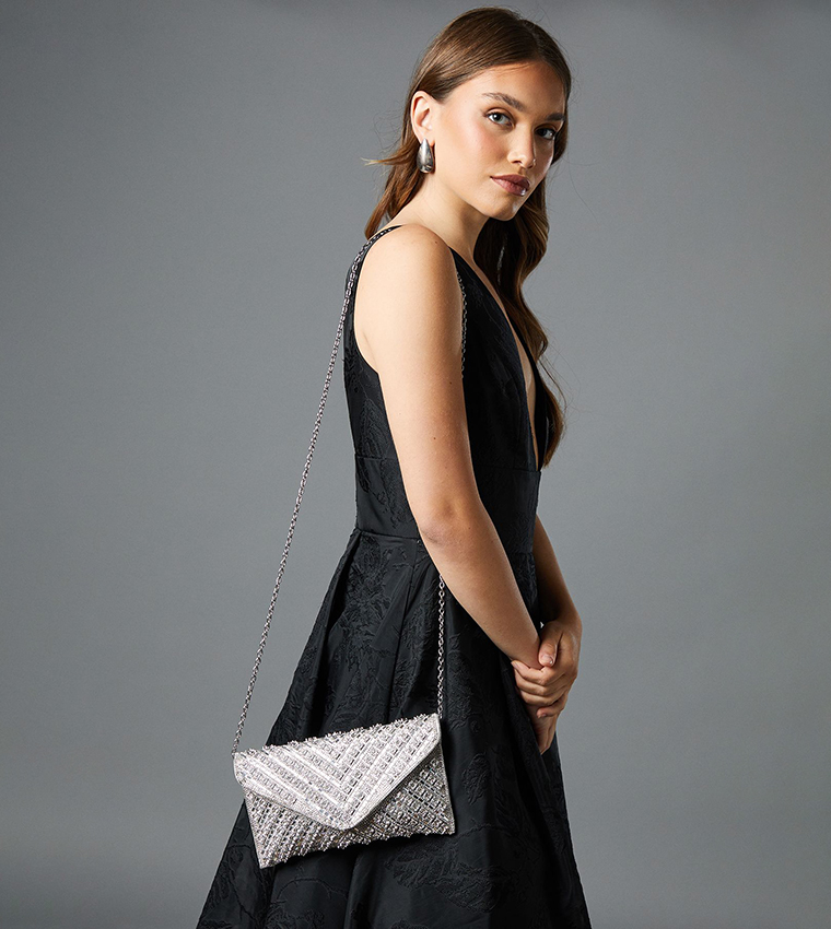 Willow Diamante Envelope Clutch Bag