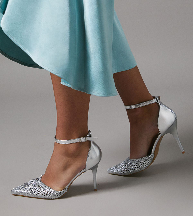Kassie Faux Leather Woven Pointed Stiletto Heel Pumps