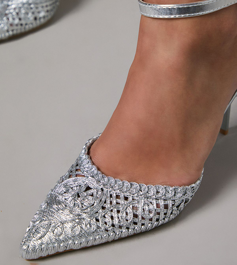 Kassie Faux Leather Woven Pointed Stiletto Heel Pumps