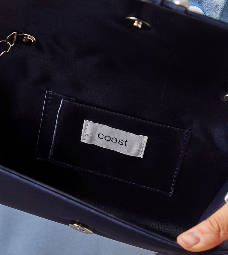 Mandolin Satin Pearl Brooch Clutch Bag