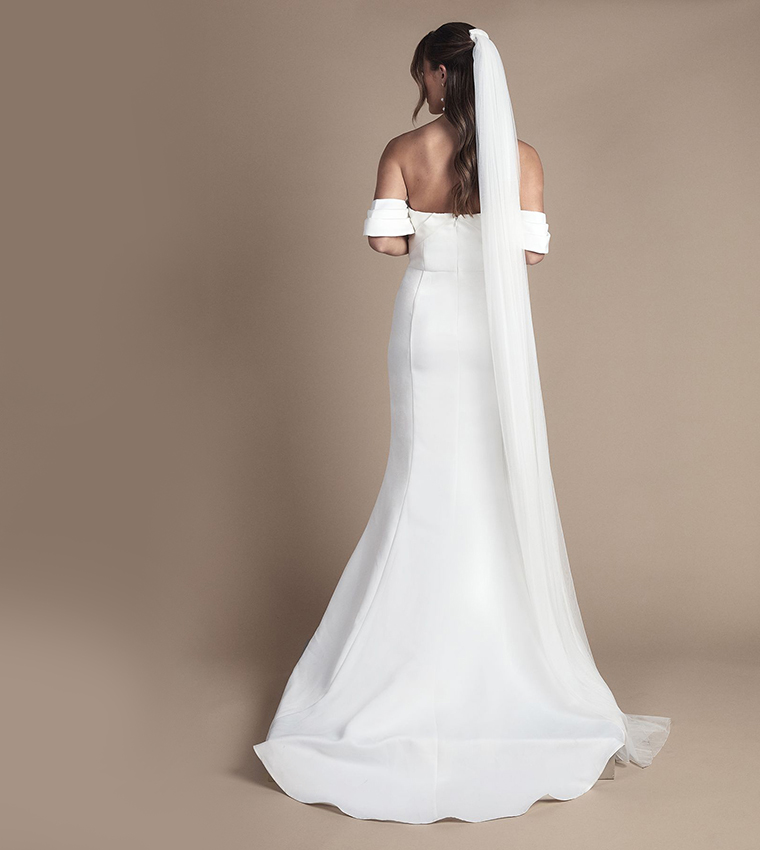 bardot satin wedding dress Bardot wedding dresses  Veni Infantino