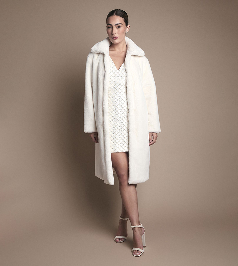 جاكيت طويل فرو صناعي 