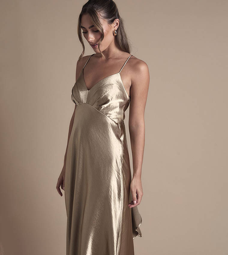 فستان ماكسي ساتان لوصيفات العروسة 