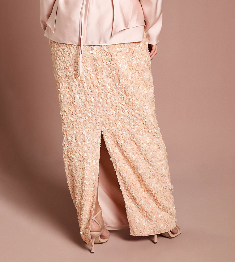 Petite Sequined Column Maxi Skirt