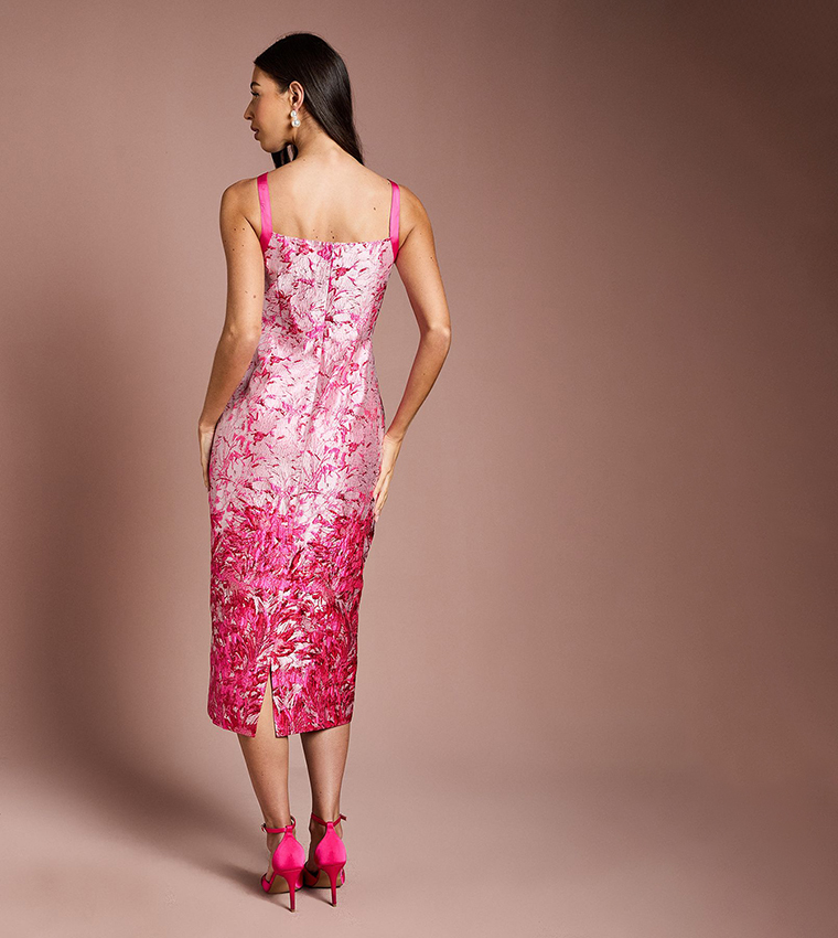 Bow Detail Jacquard Pencil Dress