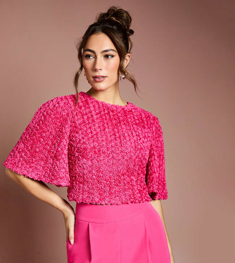 3D Floral Organza Tie Top