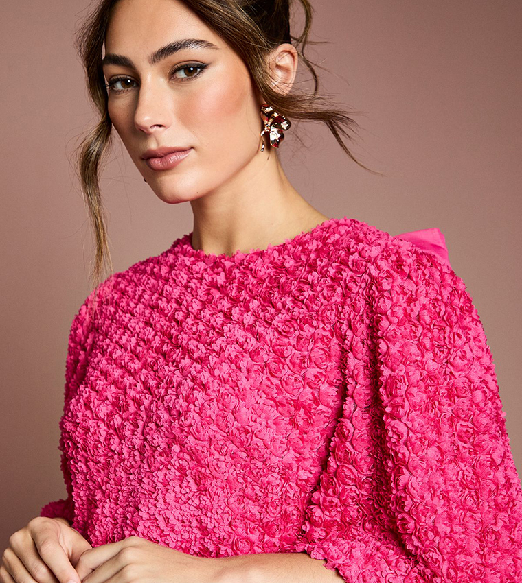 3D Floral Organza Tie Top